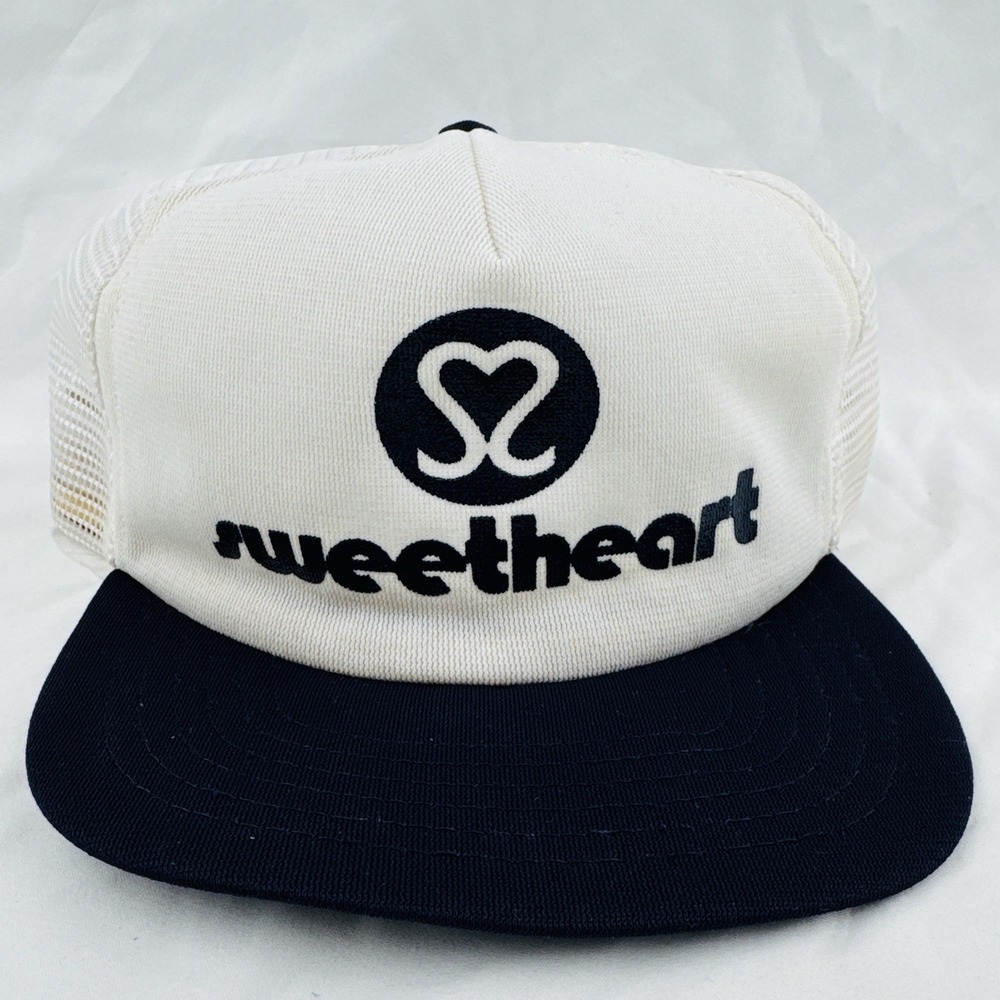 Vintage 80s Sweetheart Cup Company Trucker Hat Advertising Mesh Snapback